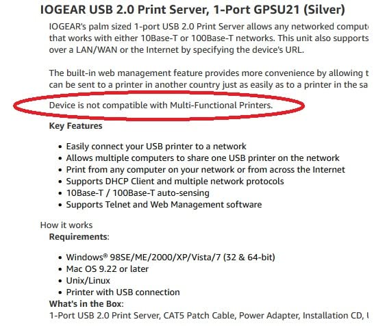 IOGEAR 1-Port USB 2.0 Print Server, GPSU21 customer photo 2