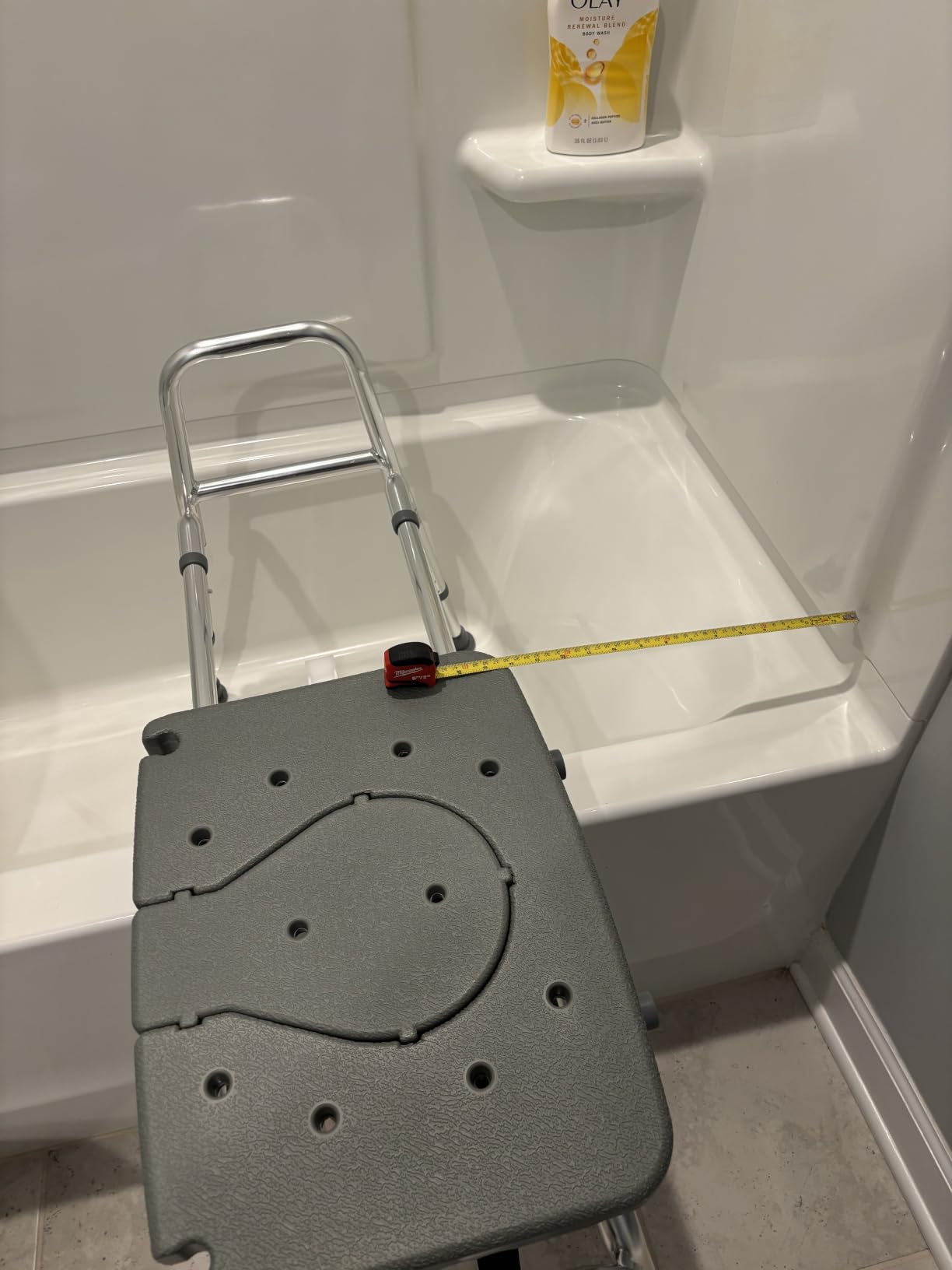 DMI Tub Transfer Bench and Shower Chair with Non Slip Aluminum Body, FSA Eligible, Adjustable Seat Height and Cut Out Access, Holds Weight up to 400 Lbs, Bath and Shower Safety, Transfer Bench customer photo 2
