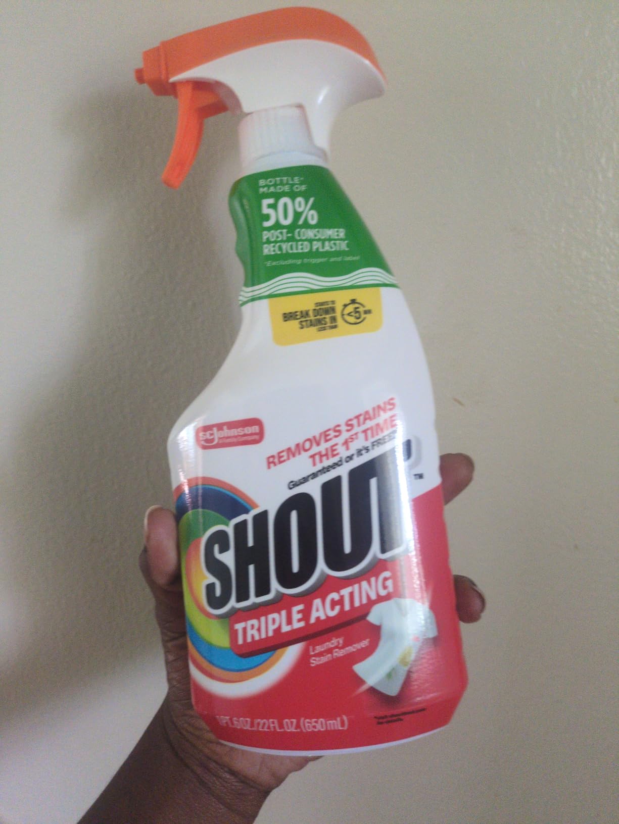 Shout Triple-Acting Active Enzyme Laundry Stain Remover Spray, 22oz customer photo 2