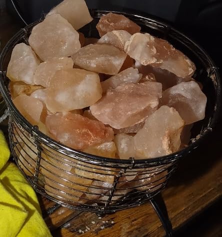 Natural Himalayan Salt , Tall Round Metal Basket lamp with Dimmer Switch | 8-10 lbs customer photo 2