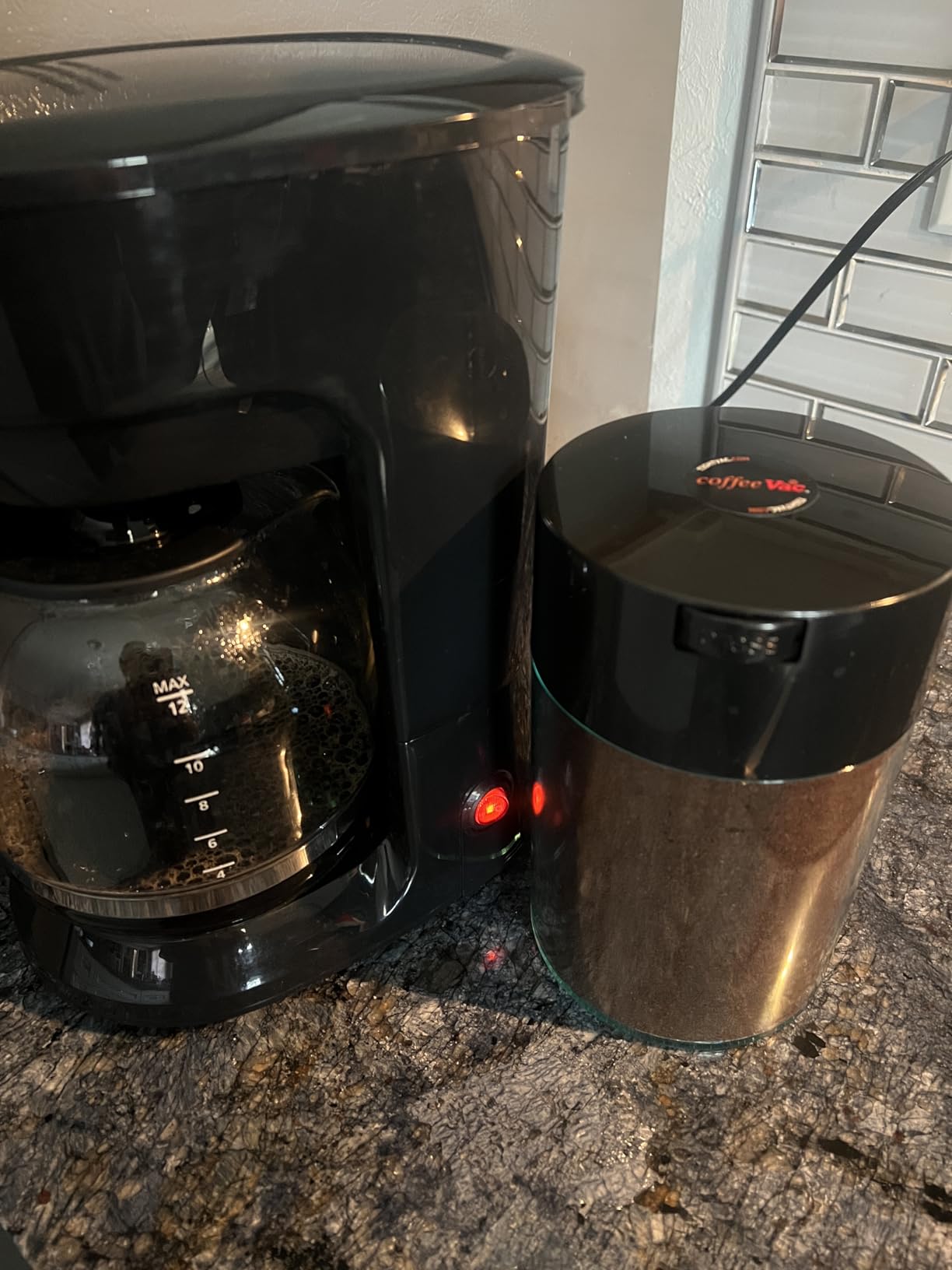 COFFEEVAC 1LB – Patented Airtight Container | Multi-use Vacuum container works as smell proof containers for ground coffee and coffee bean containers. Black cap and body. customer photo 1