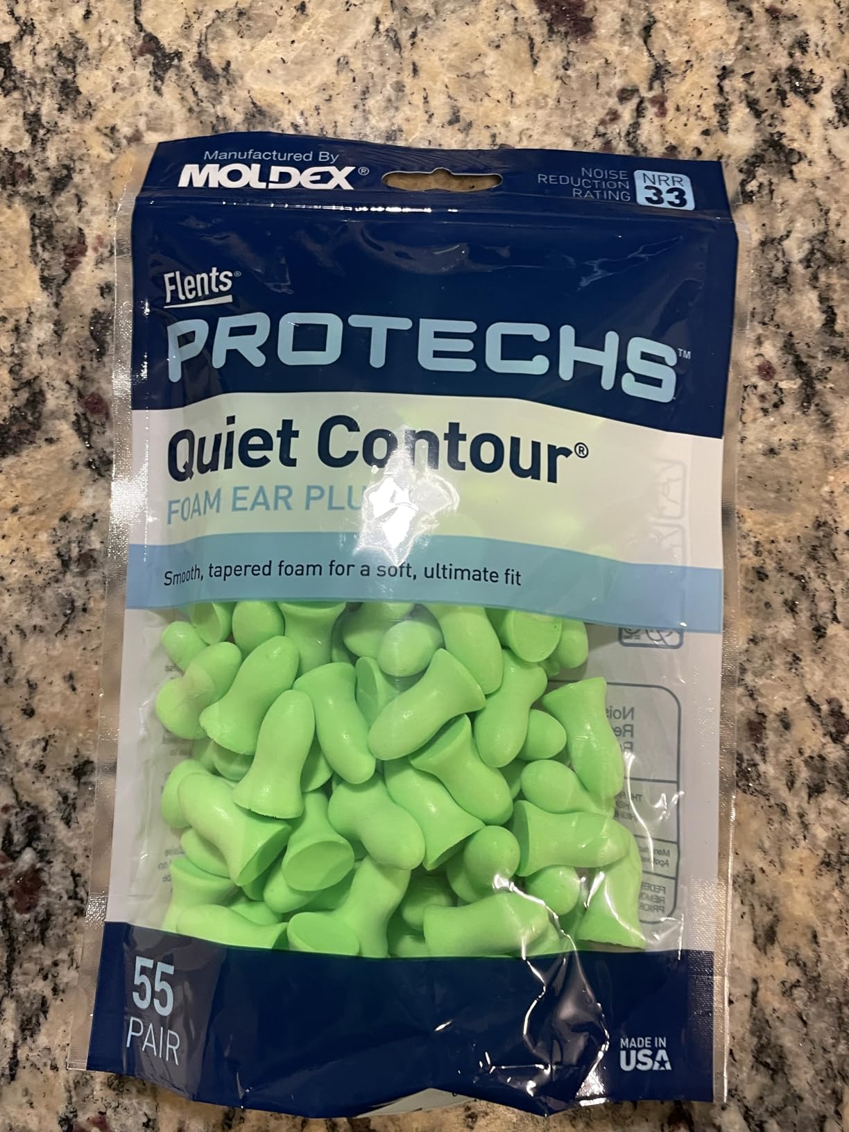 Flents Protechs Quiet Contour Foam Ear Plugs, NRR 33, 10 Pair, Green customer photo 2