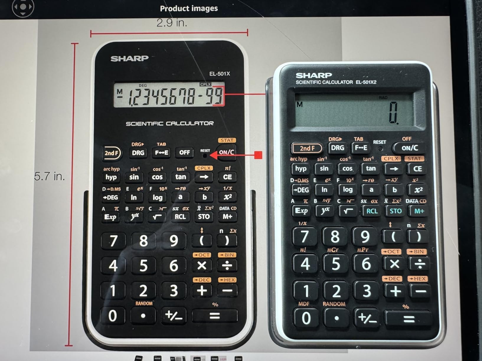 Sharp EL501X2BWH Engineering/Scientific Calculator customer photo 2