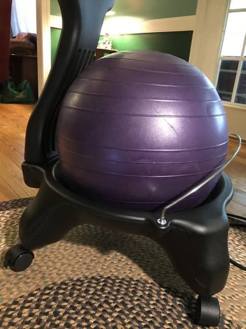 Gaiam Classic Balance Ball Chair – Ergonomic Stability Chair for Desk & Office | Yoga Ball Seat with Base, Air Pump, & Exercise Guide | Improves Posture & Core Strength (300 lb Capacity) customer photo 1