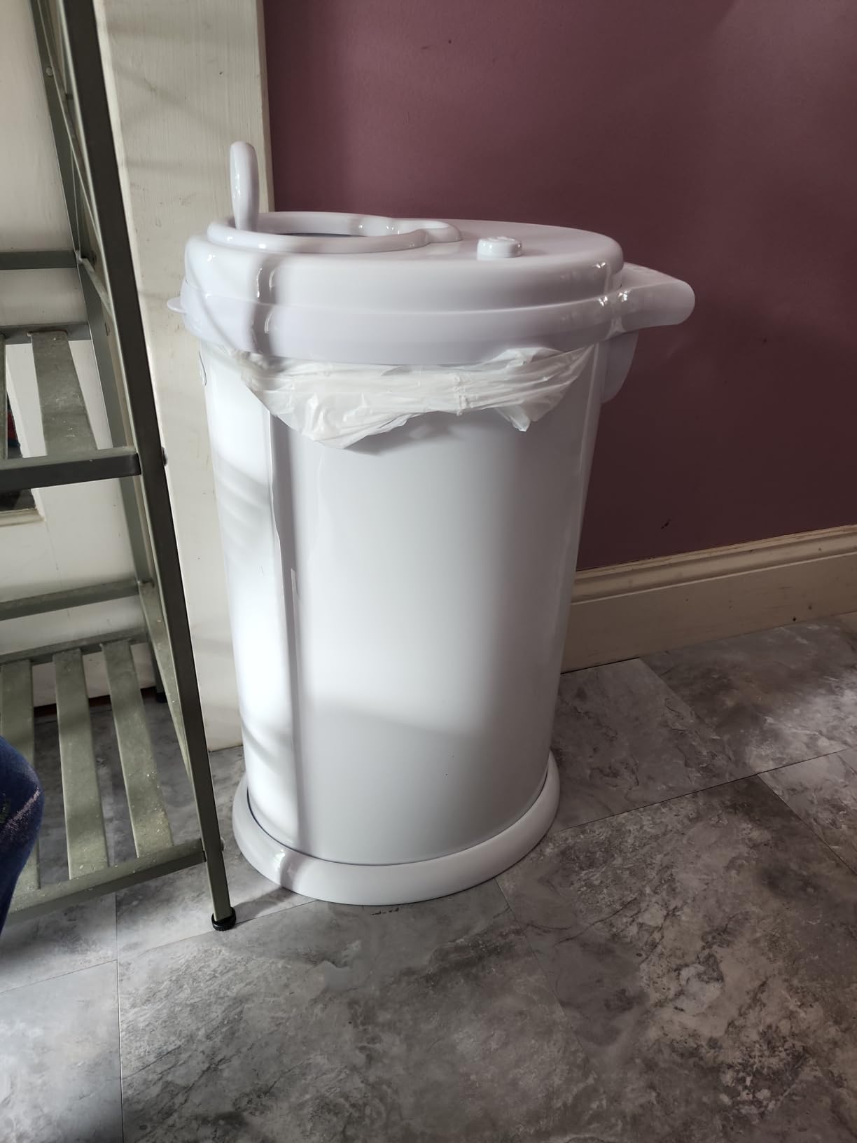 Ubbi Stainless Steel Diaper Pail, No Special Bags, Odor-Locking, White customer photo 1