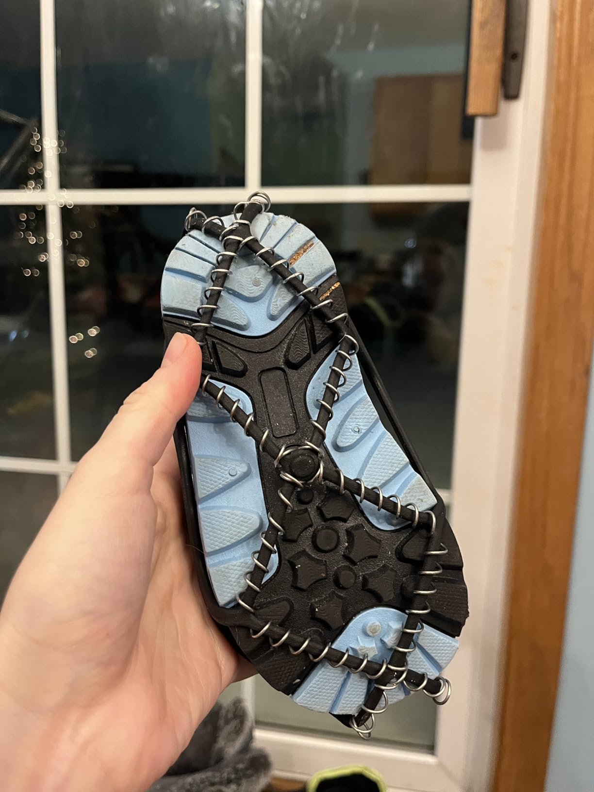 Yaktrax Walk Traction Cleats - 360-Degree Grip on Snow, Ice, & Multi-terrain Surfaces - Elastic Outer Band w/ Easy-On/Off Heel Tab & 1.2mm Zinc-coated Steel Coils - Abrasion & Rust Resistant - Unisex customer photo 1