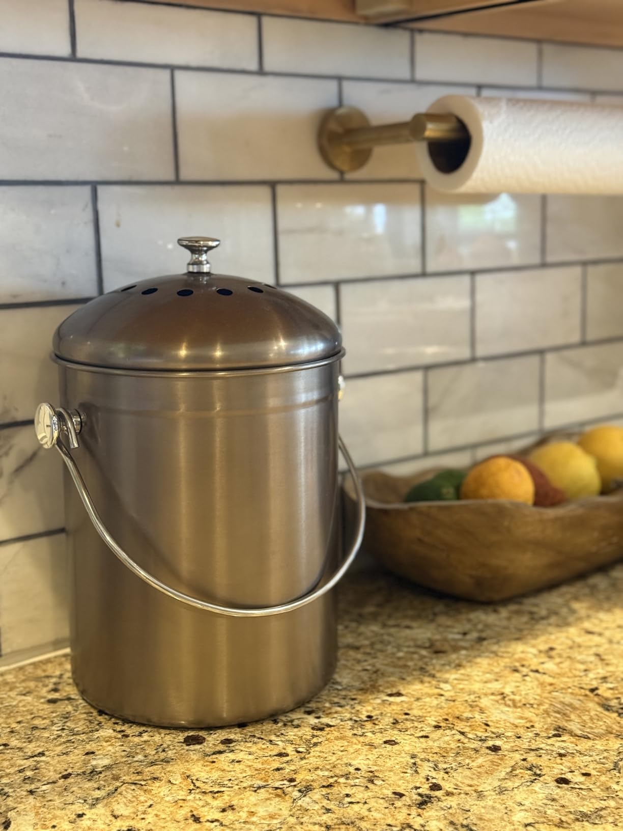 Epica Kitchen Compost Bin for Kitchen Countertops, 1.3 Galllon - Silver customer photo 1