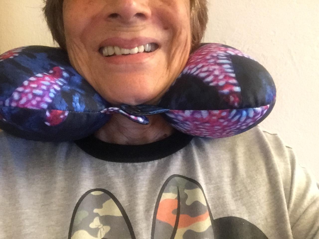 Cloudz Dual Comfort Microbead Airplane Travel Neck Pillow. Super Soft Cozy Plush Fabric on One Side, Cool Relaxing Spandex on The Other! Customize Your Comfort and Support at Home or On The Go! Grey customer photo 1