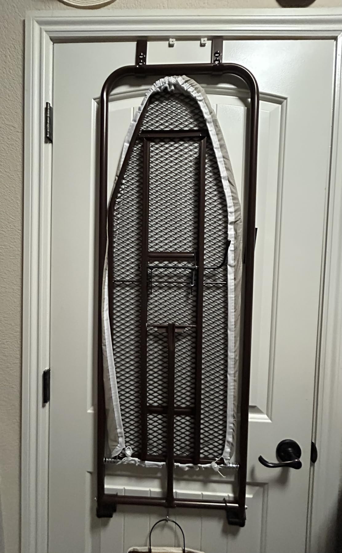 Household Essentials 144222 Over The Door Small Ironing Board with Iron Holder, Natural Cotton Cover Silver customer photo 2