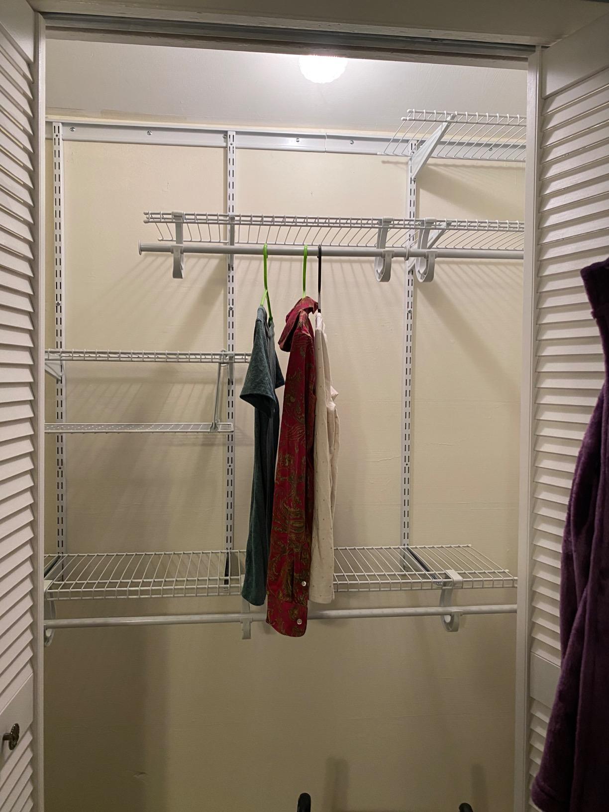 ClosetMaid ShelfTrack Wire Closet Organizer System, Adjustable from 4 to 6 Ft., With Shelves, Clothes Rods, Hardware, Durable Steel, White customer photo 2