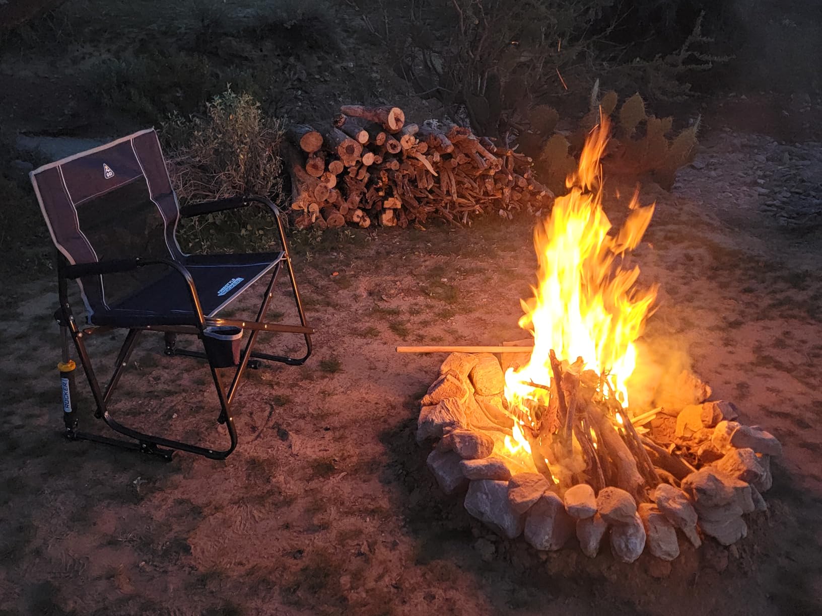 GCI OUTDOOR Freestyle Rocker Camping Chair | Portable Folding Rocking Chair with Solid, Durable Armrests, Drink Holder & Comfortable Backrest — Indigo Blue customer photo 2
