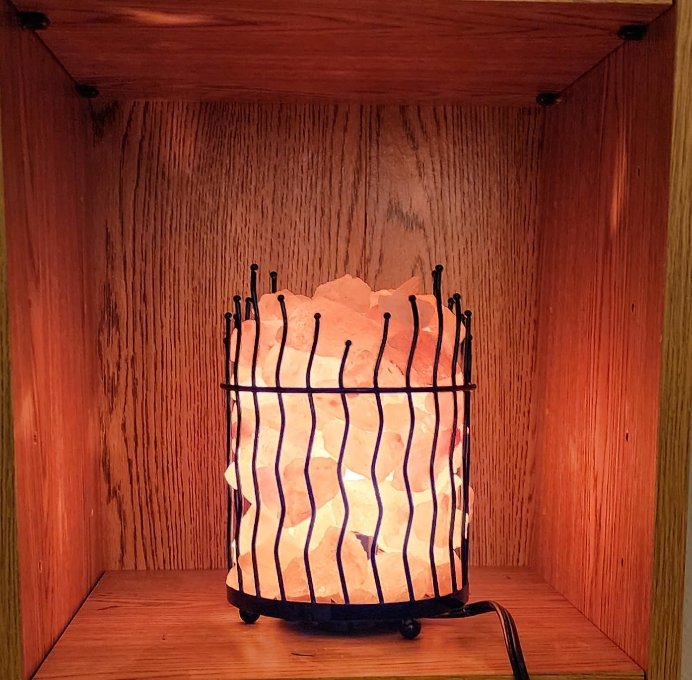 Himalayan Glow Pillar style Salt Basket Lamp with salt chunks, Himalayan Salt lamp with Touch Dimmer Control, Amber Glow, Idle for Home, Offices, and Dorm Decor customer photo 2