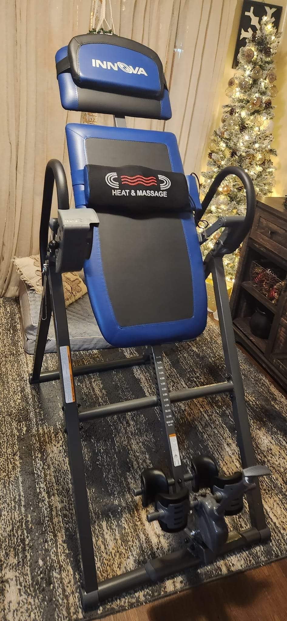 INNOVA HEALTH AND FITNESS ITM4800 Advanced Heat and Massage Inversion Table,Black/ Blue / Gray customer photo 1