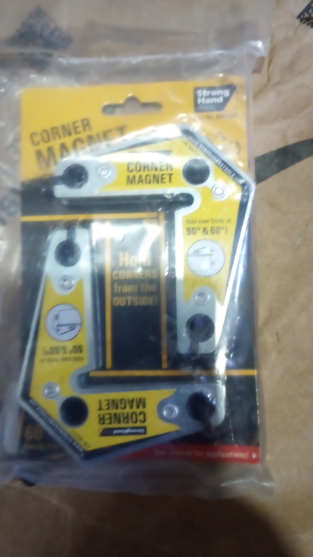 Magnetic Corner Squares, (Twin Pack), 12°, 90° & 60° Angle Setting, Max Pull Force: 30 lbs, Low Profile, 3-1/4 x 3-3/4 x 5/8″, MST327, Strong Hand Tools, Yellow, 3.25-Inch x 3.75-Inch customer photo 1