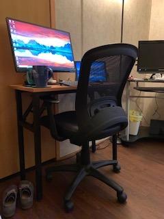 Need Small Computer Desk 31.5x15.7 Inch Folding Home Office Table Teak customer photo 2