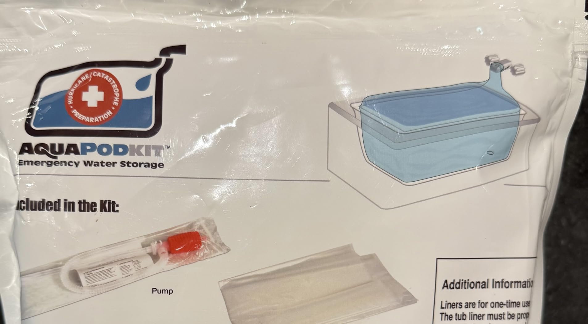 AquaPodKit Made in USA - Emergency Bathtub Water Storage Bladder 65-100 Gallon Capacity - BPA Free- Food Grade Materials - Hurricane Disaster Preparedness Supply - Family Survival Supply (Bag) customer photo 1