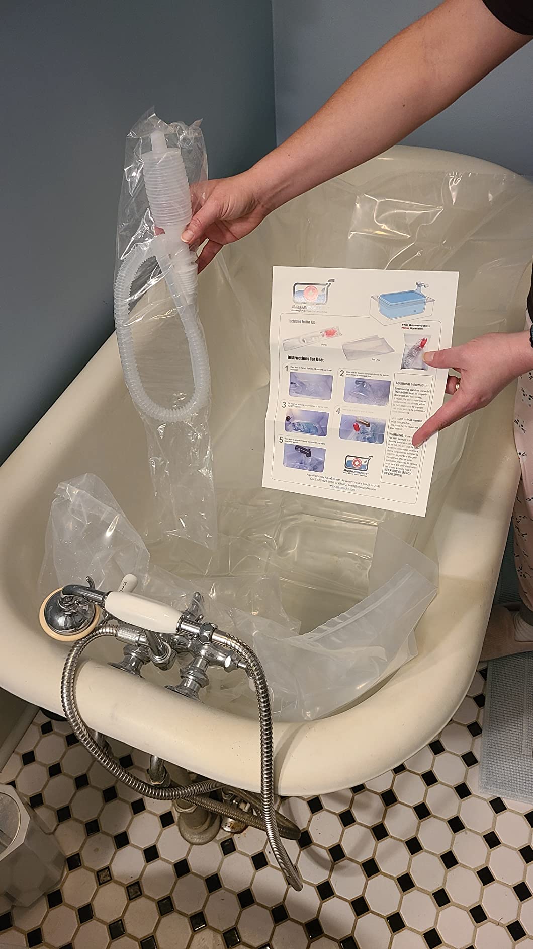 AquaPodKit Made in USA - Emergency Bathtub Water Storage Bladder 65-100 Gallon Capacity - BPA Free- Food Grade Materials - Hurricane Disaster Preparedness Supply - Family Survival Supply (Bag) customer photo 2