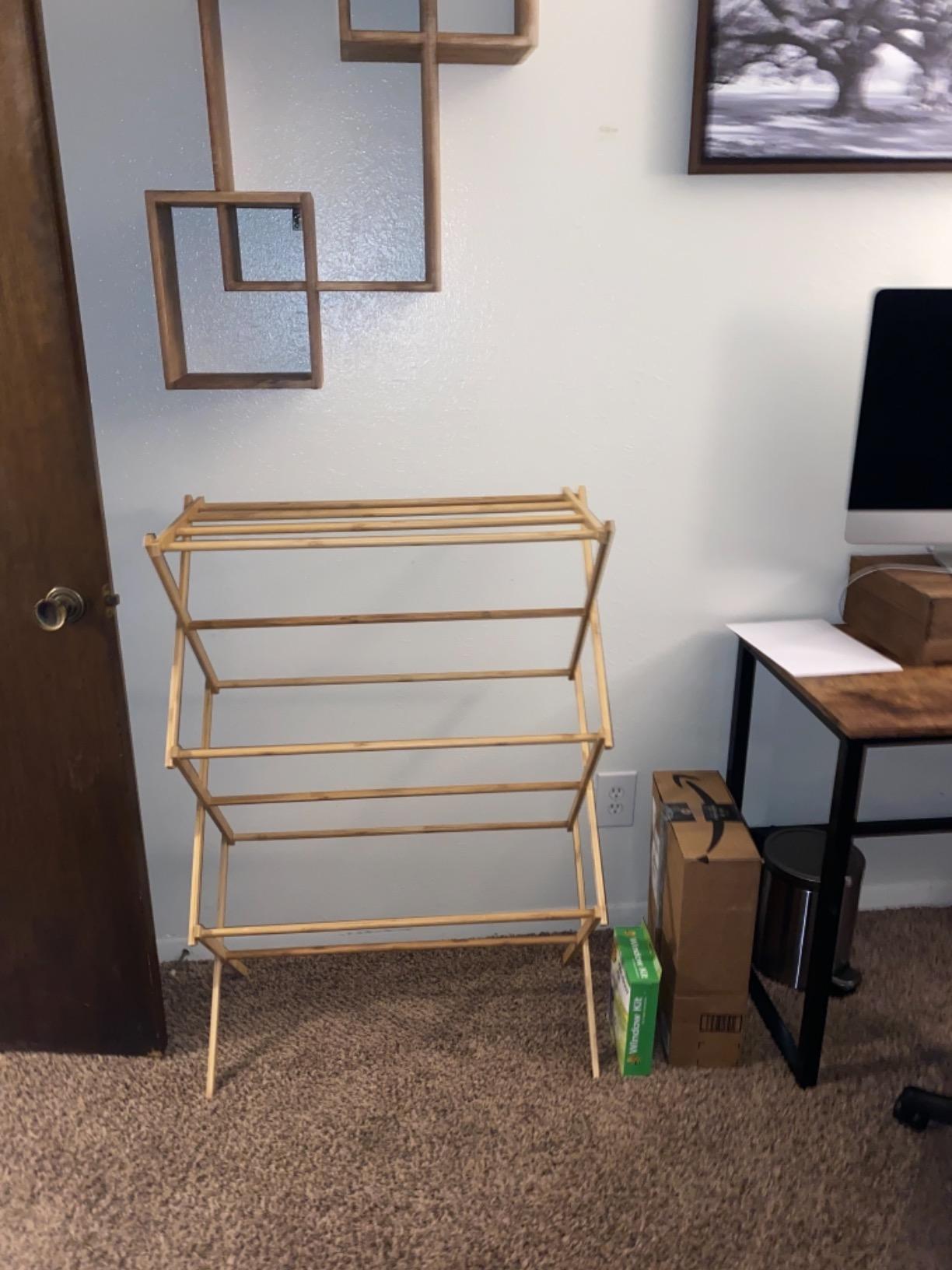 Home-it Wooden Clothes Drying Rack for Laundry - Collapsible Folding Bamboo Laundry Drying Rack for Drying Clothes - Heavy Duty Pre Assembled customer photo 2