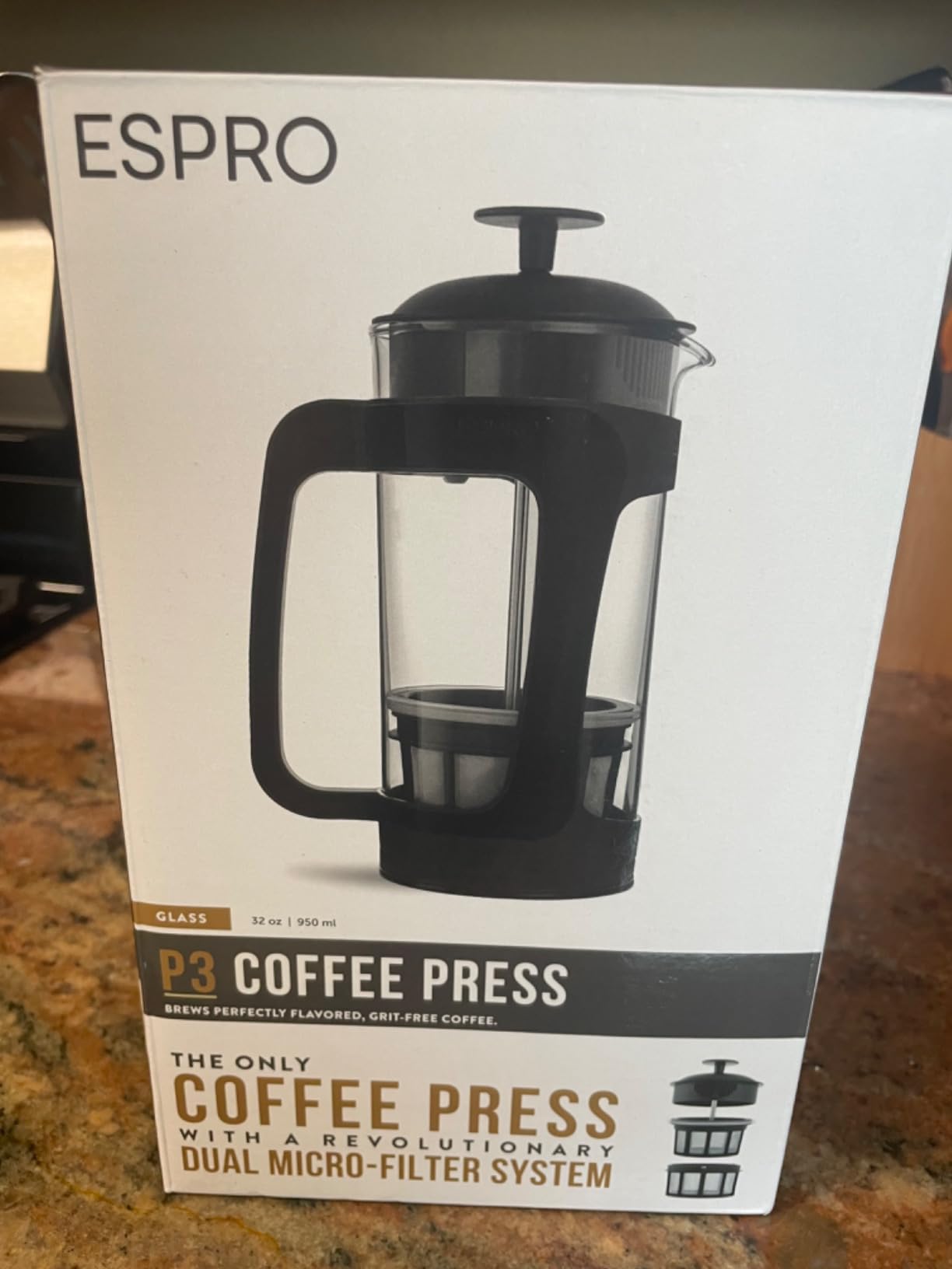 ESPRO P3 French Press Coffee Maker, 32oz, Black, Double Micro Filter Press customer photo 2