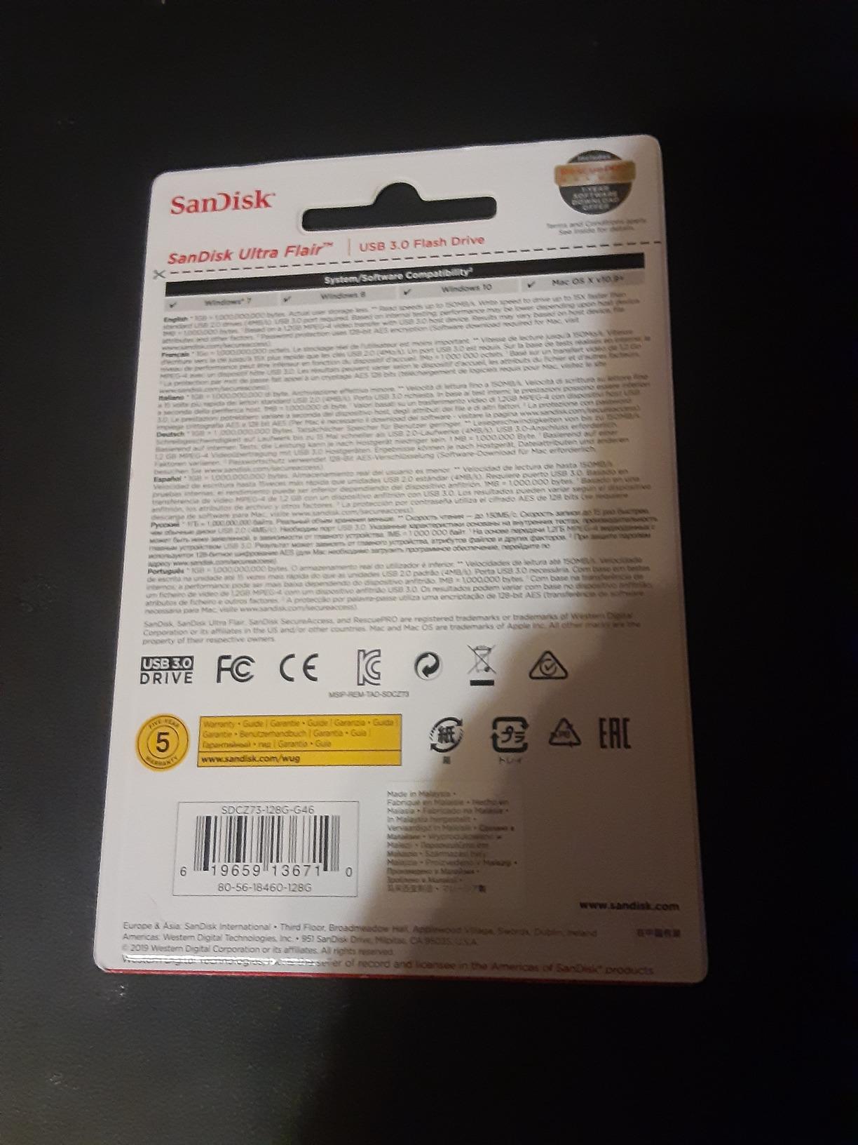 SANDISK 128GB Ultra Flair USB 3.0 Flash Drive, SDCZ73-128G-G46, Black customer photo 2