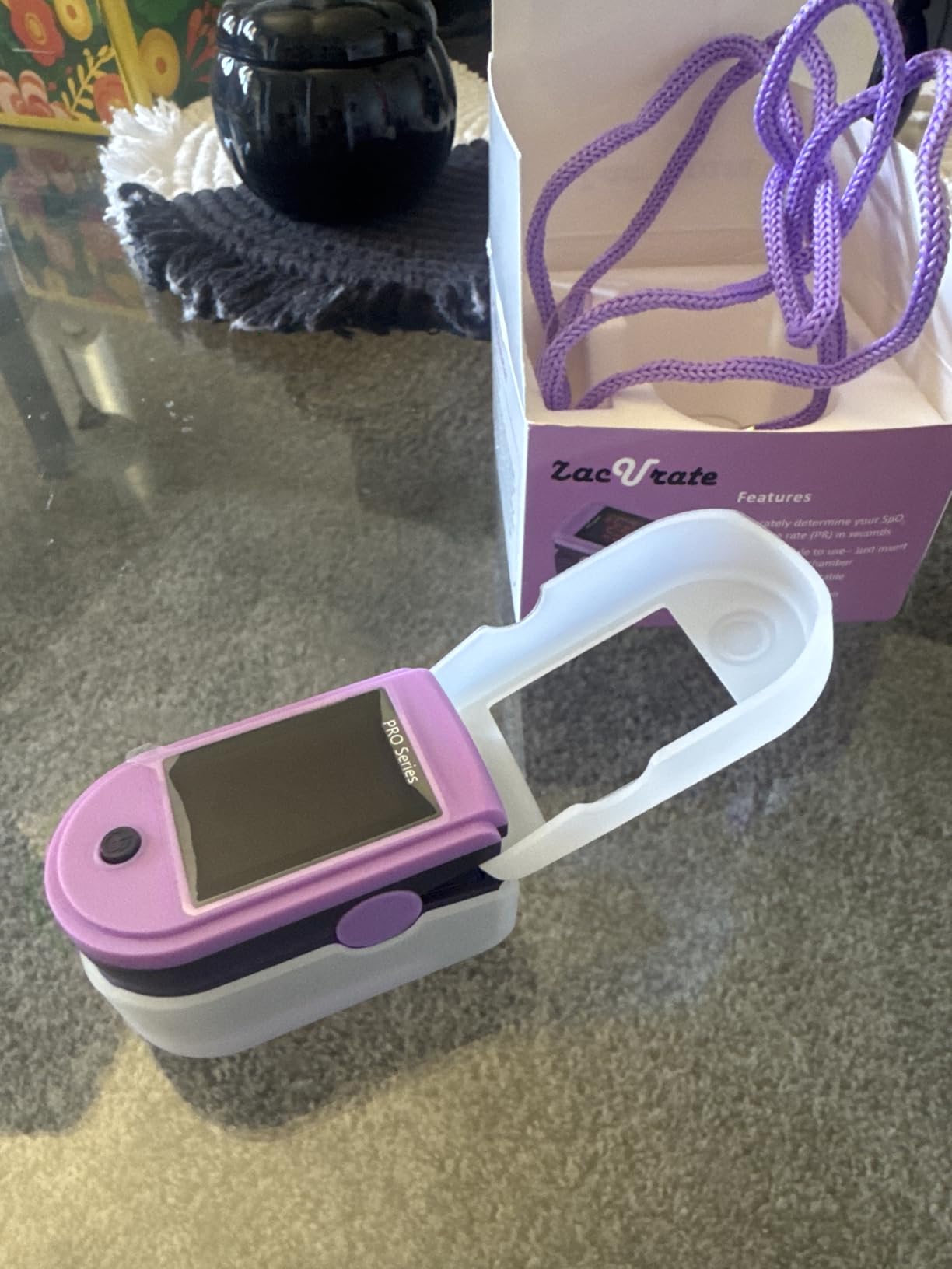Zacurate Pro Series 500DL Fingertip Pulse Oximeter Blood Oxygen Saturation Monitor with Silicone Cover, Batteries and Lanyard (Mystic Purple) customer photo 1