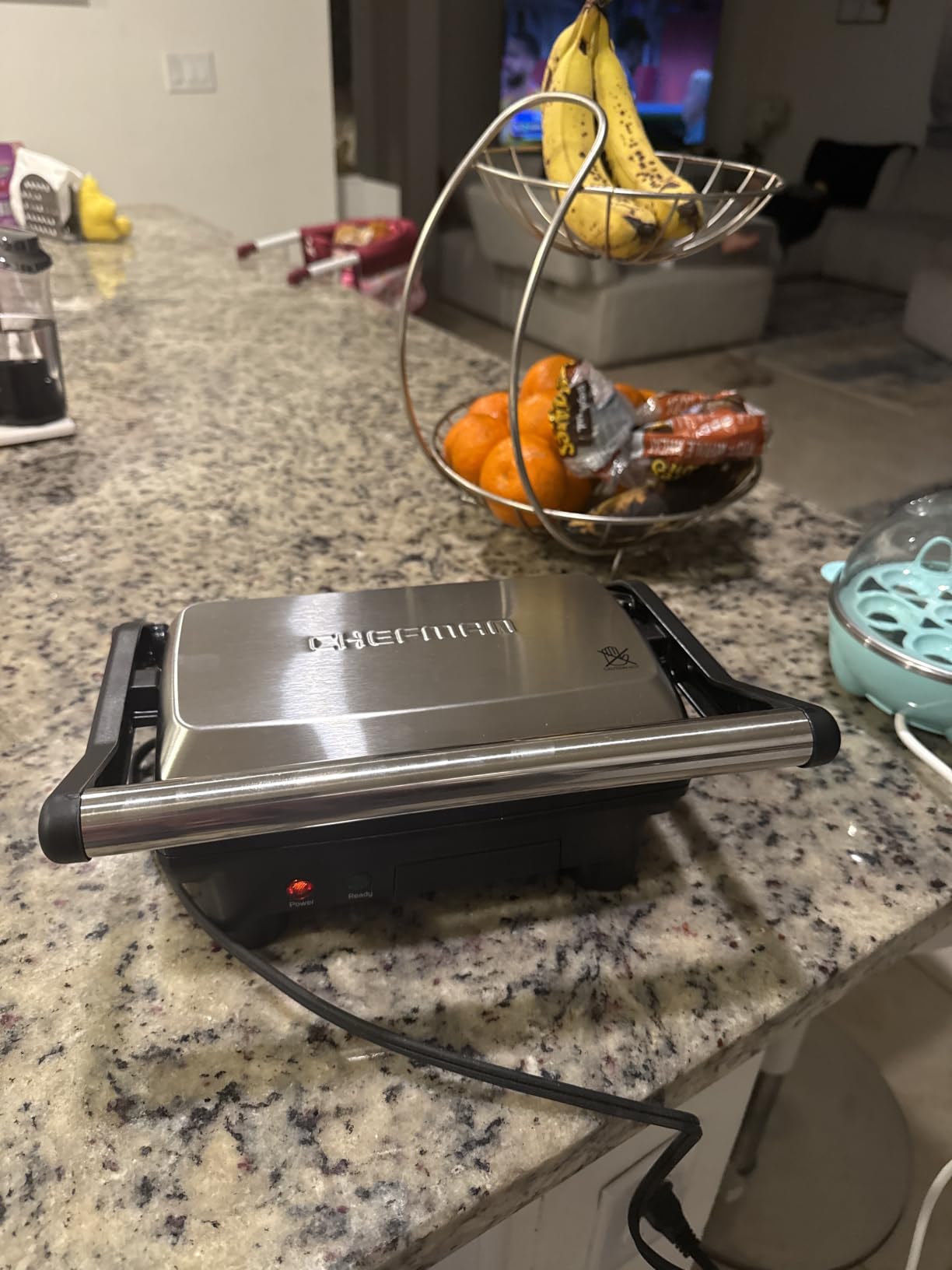 Chefman Electric Panini Press Grill, Compact 2-Slice Sandwich Maker, Non-Stick Coated Plates, Opens 180 Degrees, Dishwasher Safe, Removable Drip Tray, Stainless Steel/Black customer photo 2