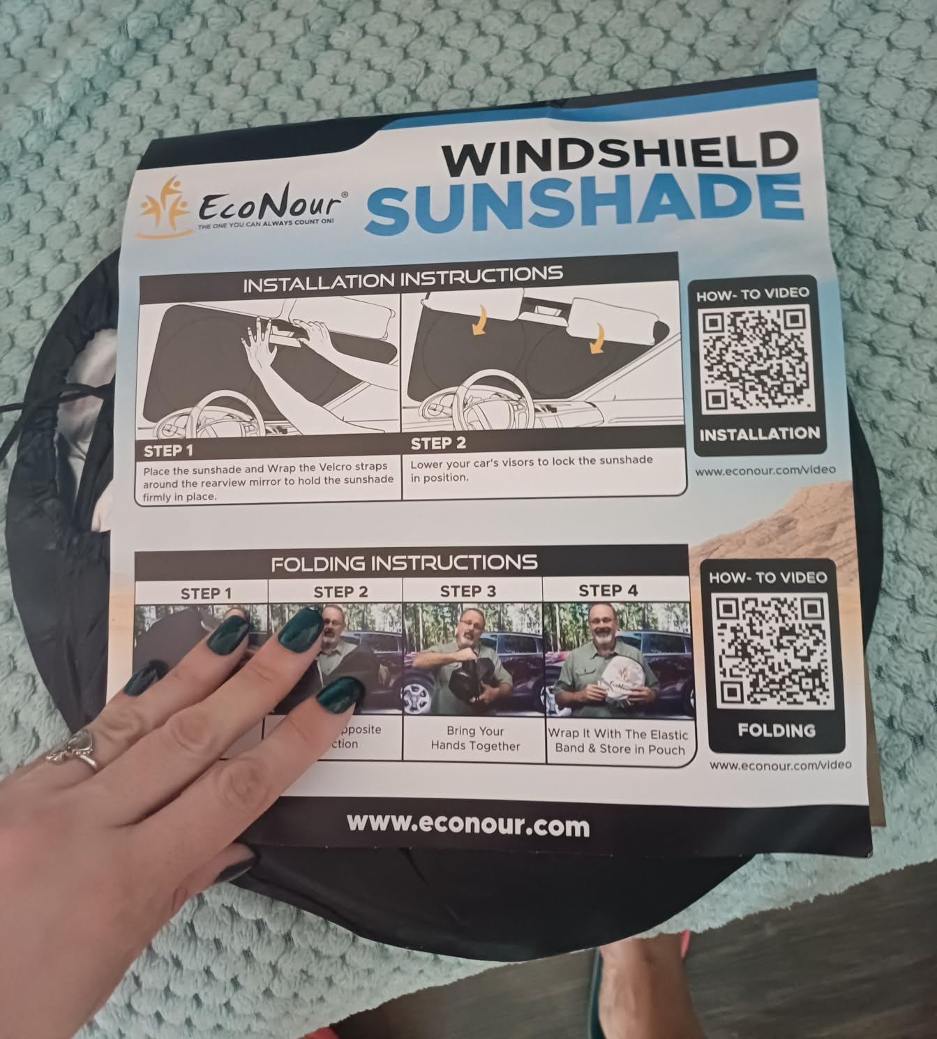 EcoNour Car Windshield Sun Shade, Front Window Sun Blocker for SUVs,Sedan customer photo 2