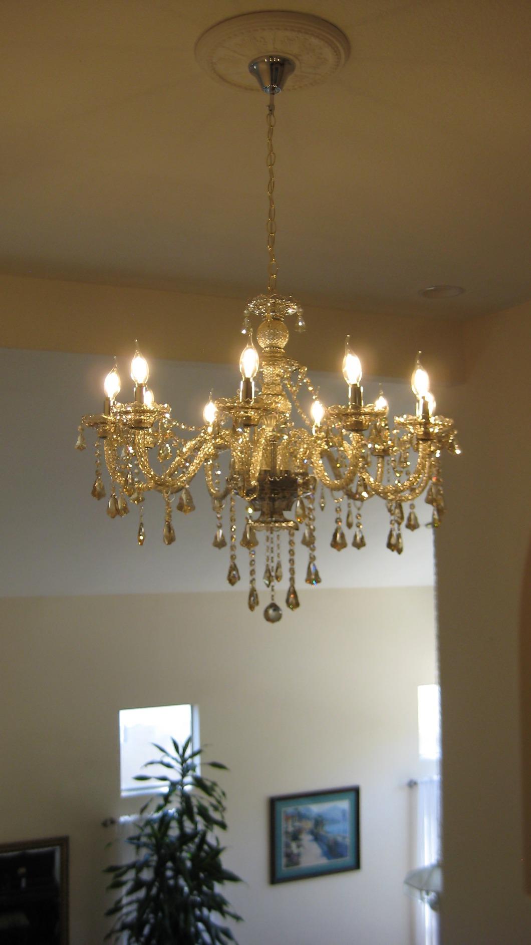 Ridgeyard 10-Light Crystal Chandelier Cognac/Champagne Modern K9 Crystal Candle Pendant Lamp Ceiling Lighting Fixture, Chandeliers for Dining Room Home Decor customer photo 2