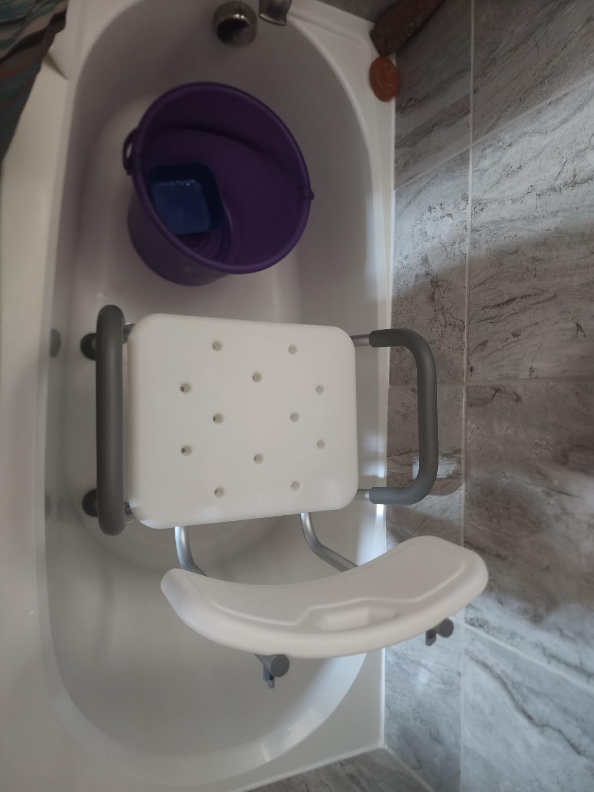 Medline Shower Chair Seat with Padded Armrests and Back | Heavy Duty Shower Chair for Bathtub | Slip Resistant Shower Seat with Adjustable Height | Shower Chair for Inside Shower with 350 lb Capacity customer photo 1