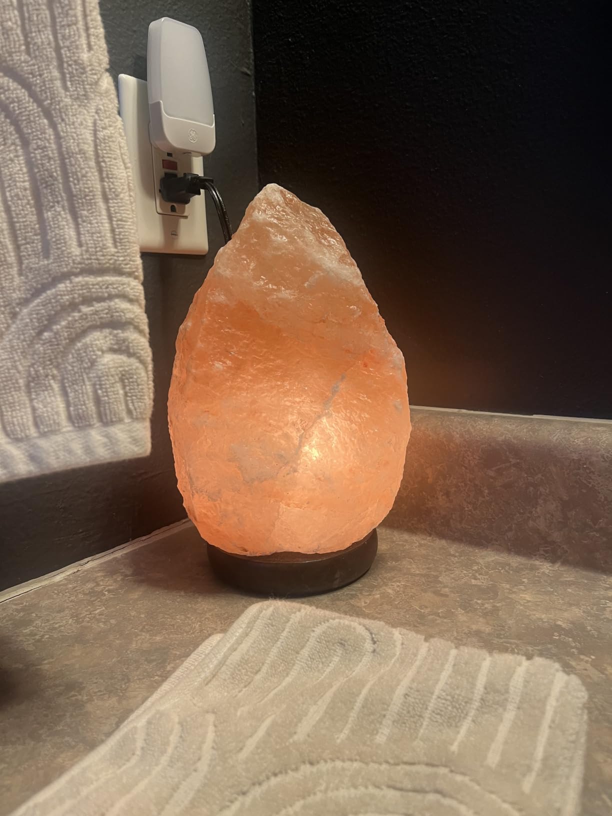 Himalayan Salt Lamp for Bedroom Large 8-10 Inch Pink Salt Rock Lamp with Dimmer, Wooden Base & Spare Bulbs | Calming Ambient Night Light | Thoughtful Wellness Gift for Women, Home, or Office customer photo 1