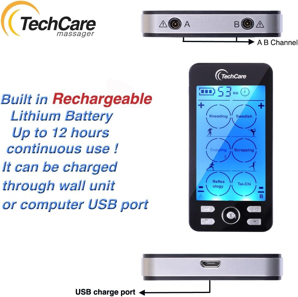 Rechargeable TENS EMS Muscle Stimulator, Dual Channel Electric Pulse Massager for Back & Neck Muscle Recovery and Pain Relief customer photo 1