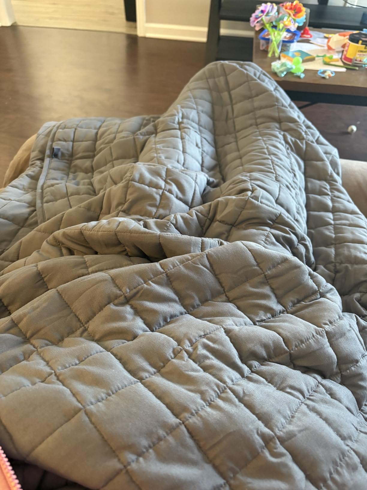 YnM 15lbs Weighted Blanket for Adults, 48x72 Inches, Dark Grey customer photo 2