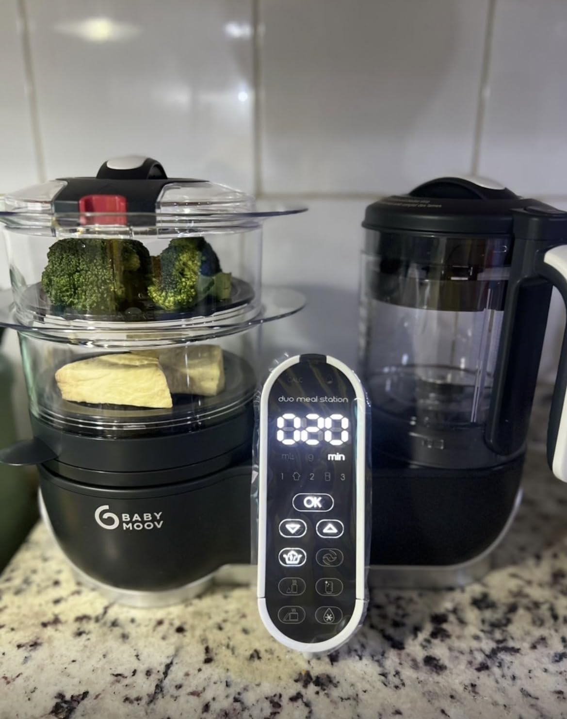 Babymoov Duo Meal Station: 6-in-1 Baby Food Maker | Steams, Blends, Warms, Defrosts, Sterilizes, and More | 74oz | LDC Control Panel | BPA-Free | Dishwasher Safe | Nutritionist Approved customer photo 1