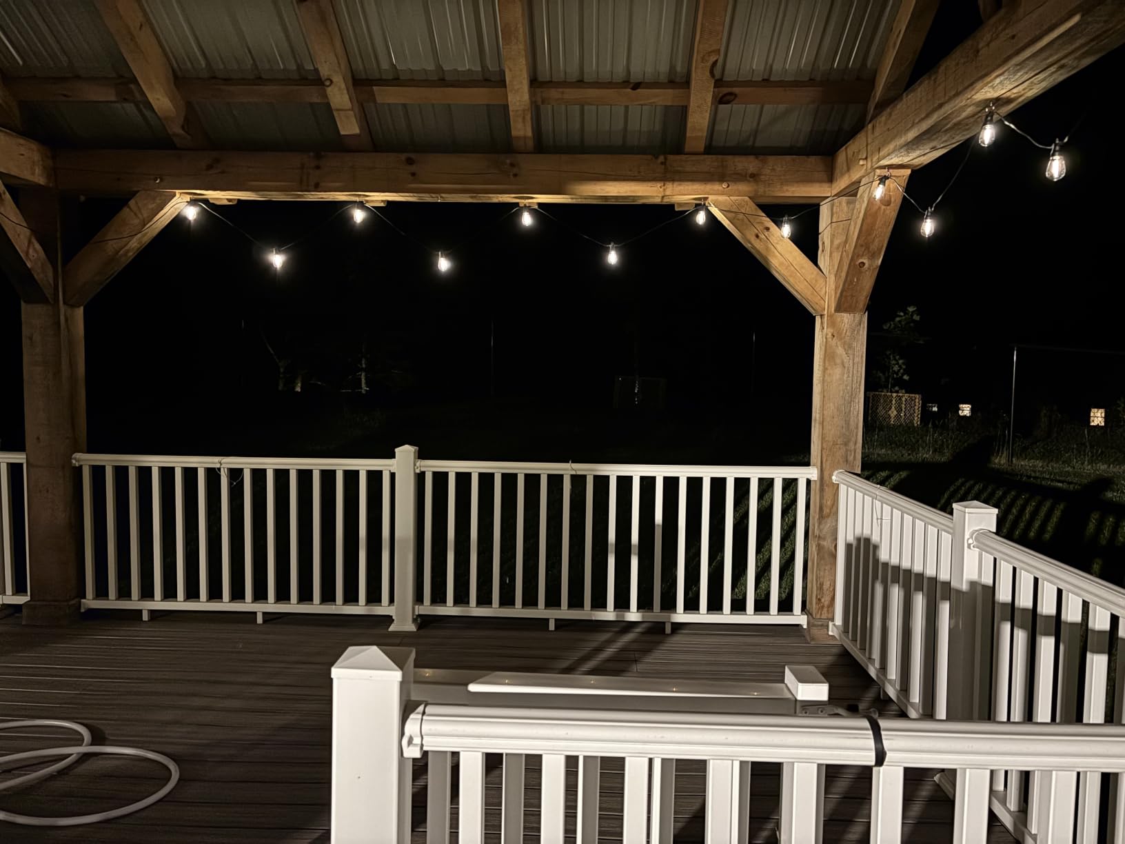 Brightech Ambience Pro Solar Powered Outdoor String Lights -27 ft Commercial Grade Waterproof Edison Patio Lights, Shatterproof LED String Lights for Outside, Porch - 12 Bulbs, 1W Soft White customer photo 2