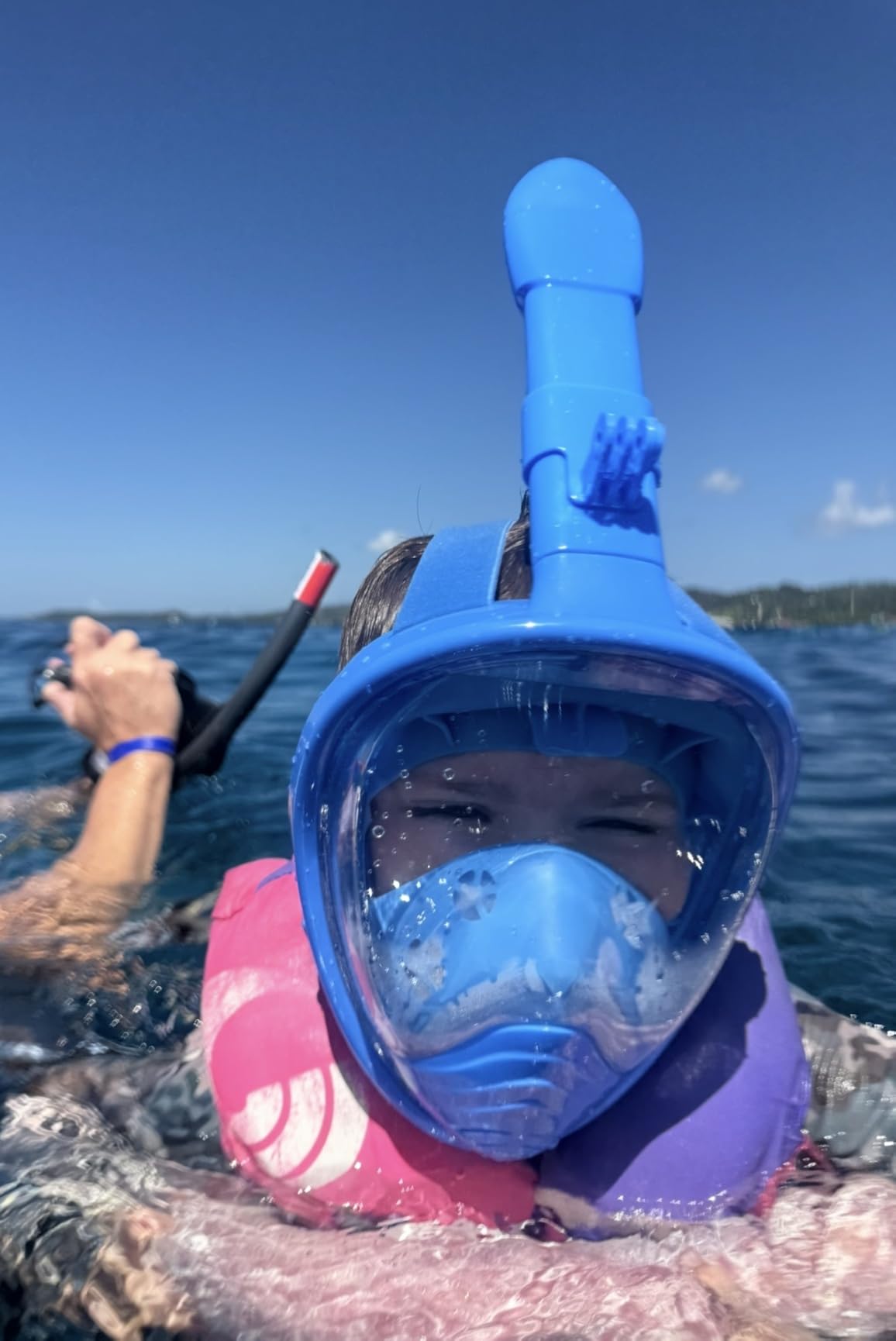 QingSong Kids Snorkel Mask Full Face, Snorkeling Set with Camera Mount, Foldable 180 Degree Panoramic View Snorkeling Gear Anti-Fog Anti-Leak customer photo 2