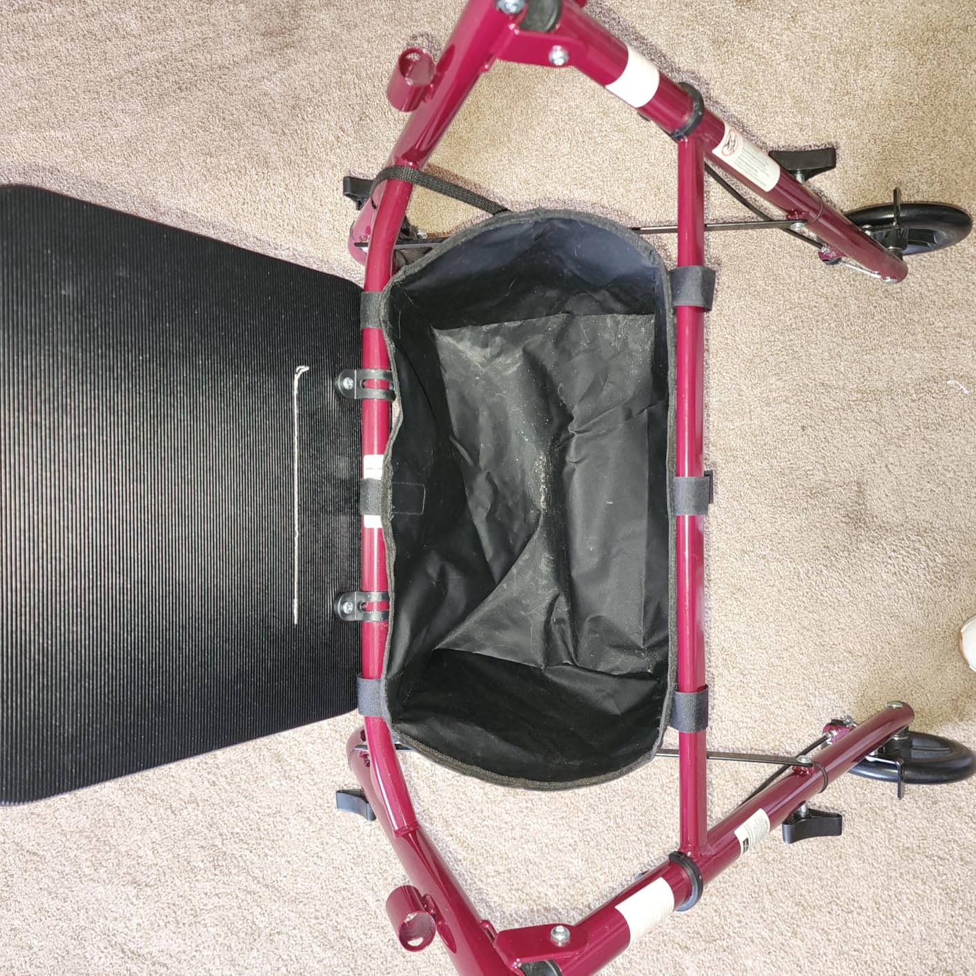 Medline Steel Rollator Walker with Seat, Burgundy, 350 lb. Weight Capacity, 6” Wheels, Foldable, Adjustable Handles, Rolling Walker for Seniors, Walker for Mobility Impaired customer photo 2