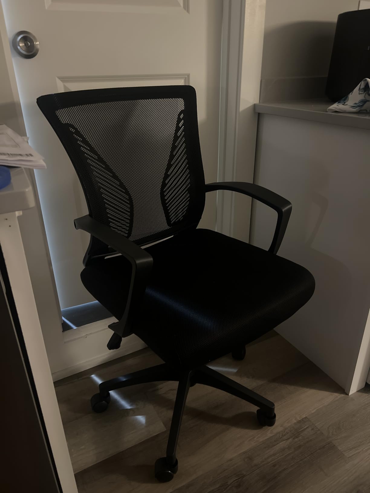 Furmax Office Chair Ergonomic Computer Desk Mesh Chair Mid Back Swivel Lumbar Support with Armrest (1, Black) customer photo 2