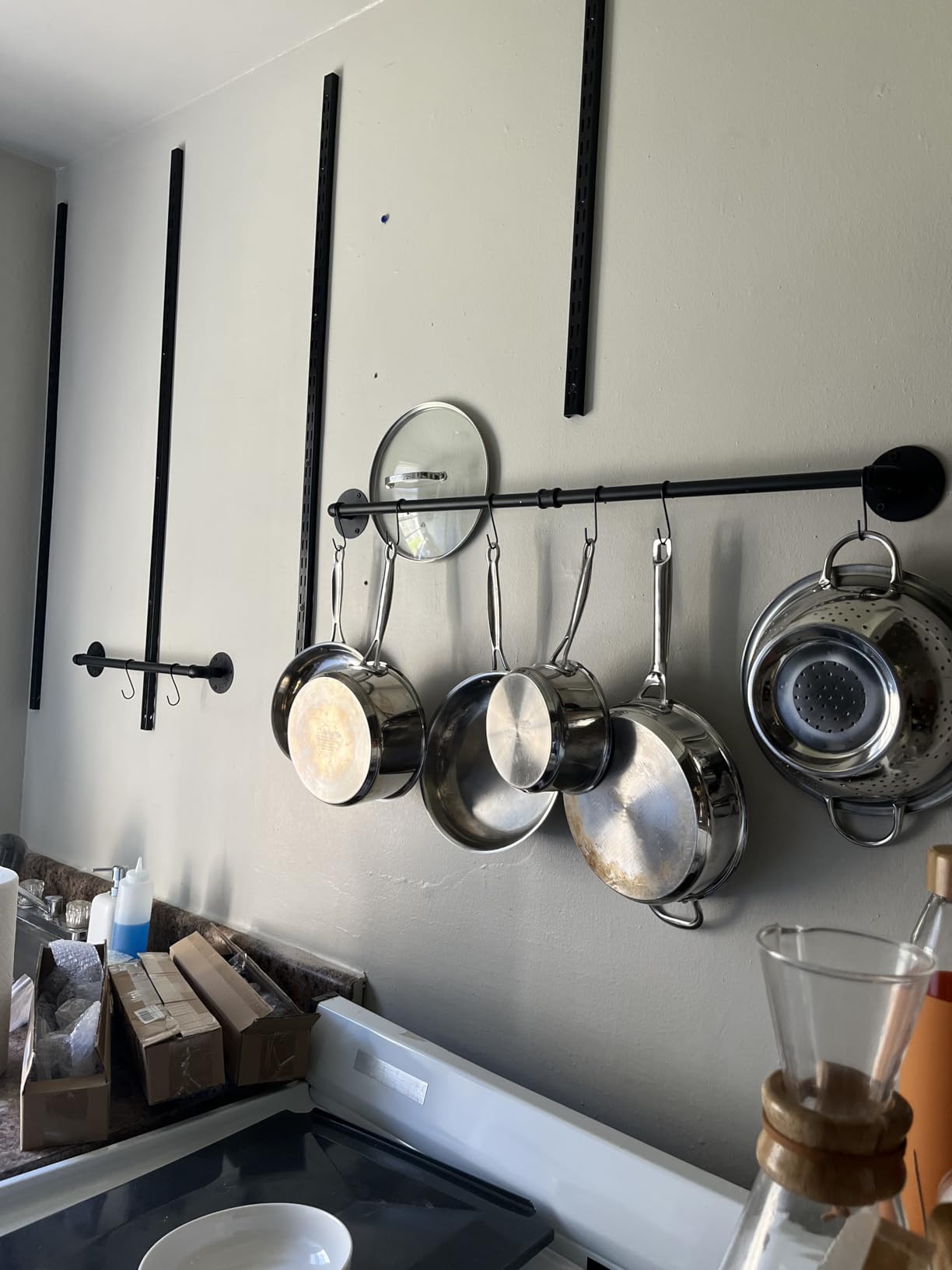 OROPY 38'' Pot Rack Wall Mounted, Iron Pipe Hanging Pot Rack, 14 S Hooks customer photo 1