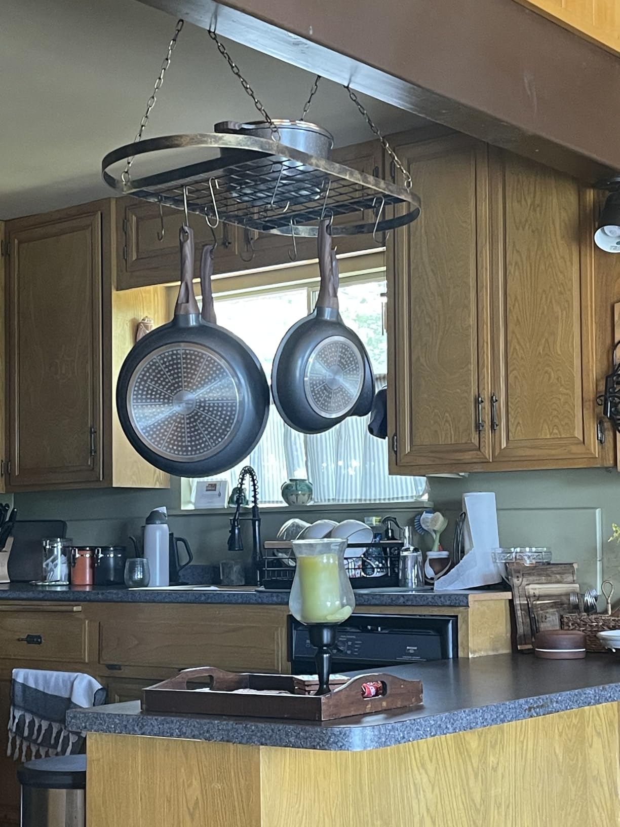 Sorbus Hanging Pot Rack, Ceiling-Mount Kitchen Organizer (Chrome) customer photo 1