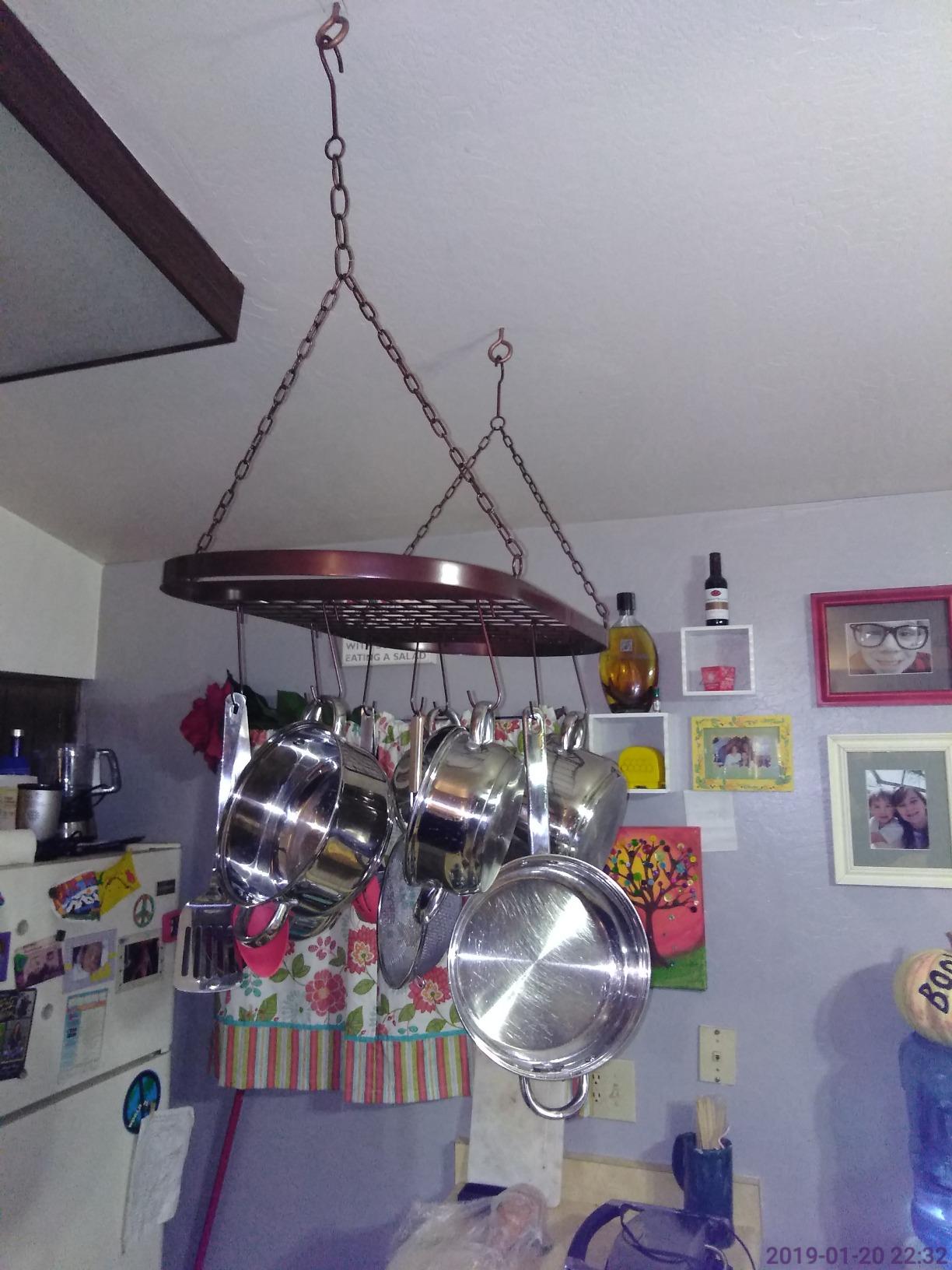 Sorbus Hanging Pot Rack, Ceiling-Mount Kitchen Organizer (Chrome) customer photo 2