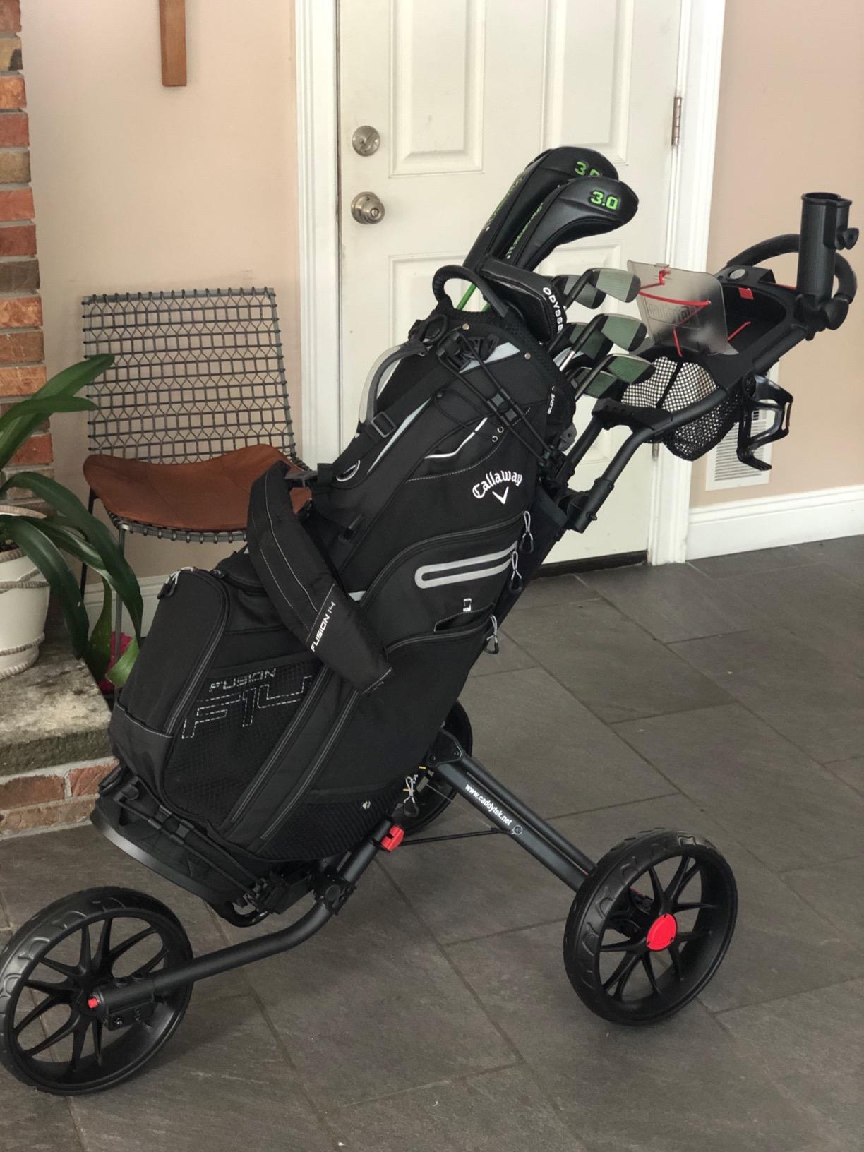 Caddytek CaddyLite 15.3 V2 Golf Push Cart - Lightweight Foldable Aluminum Cart with EVA Wheels, Foot Brake, Adjustable Handle, Umbrella Holder, Drink Holder, Scorecard Holder customer photo 2