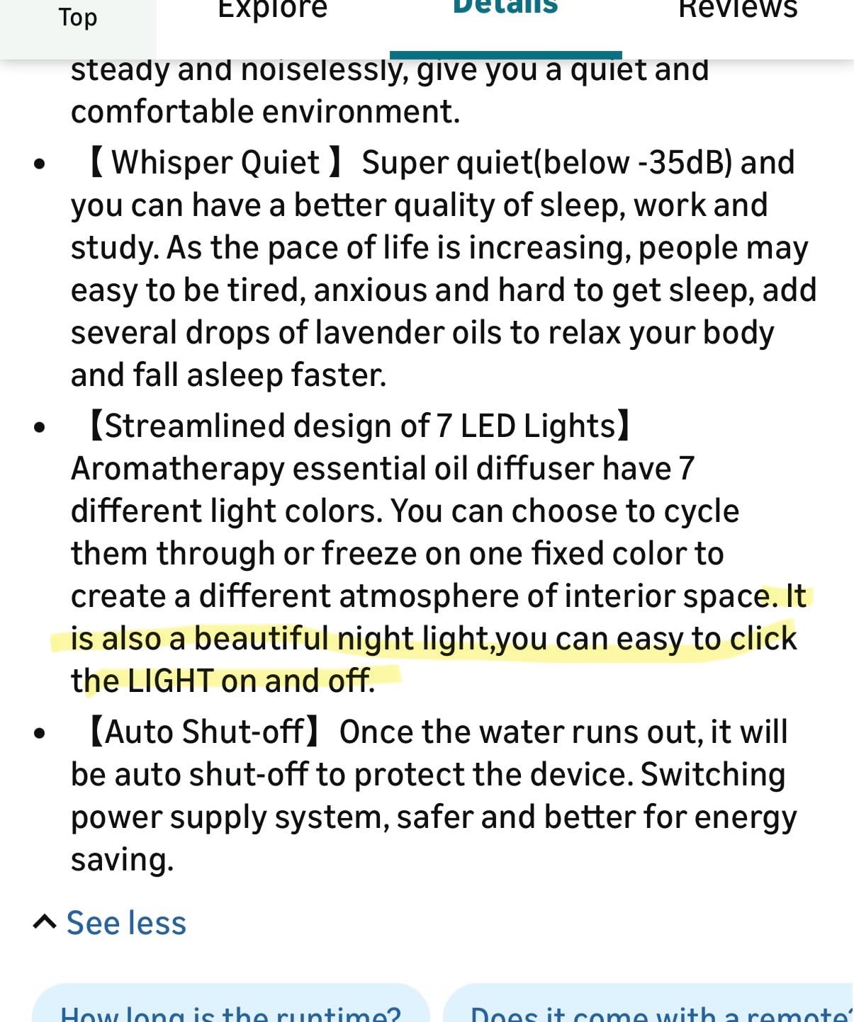 Diffuserlove Essential Oil Diffusers 200ML Remote Control Ultrasonic Mist Humidifiers BPA-Free Aromatherapy Diffuser with 7 Color Lights, Auto Shut-Off for Bedroom Office Kitchen customer photo 1