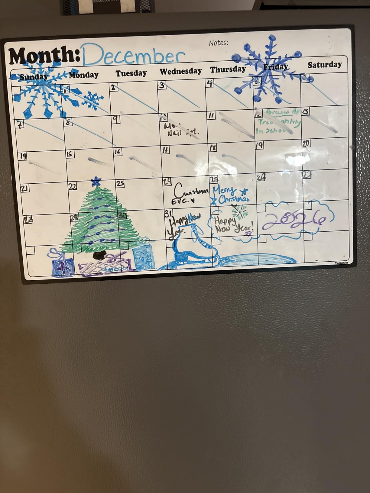 Fridge Calendar Magnetic Dry Erase Whiteboard Calendar For Refrigerator Planners 16.9 Inches X 11.8 Inches customer photo 2
