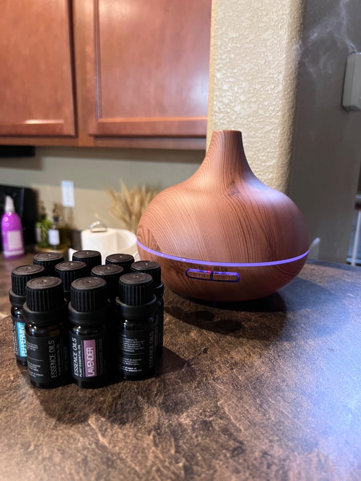 Ultimate Aromatherapy Diffuser & Essential Oil Set - Ultrasonic Top 10 Oils Modern with 4 Timer 7 Ambient Light Settings Therapeutic Grade Lavender customer photo 2