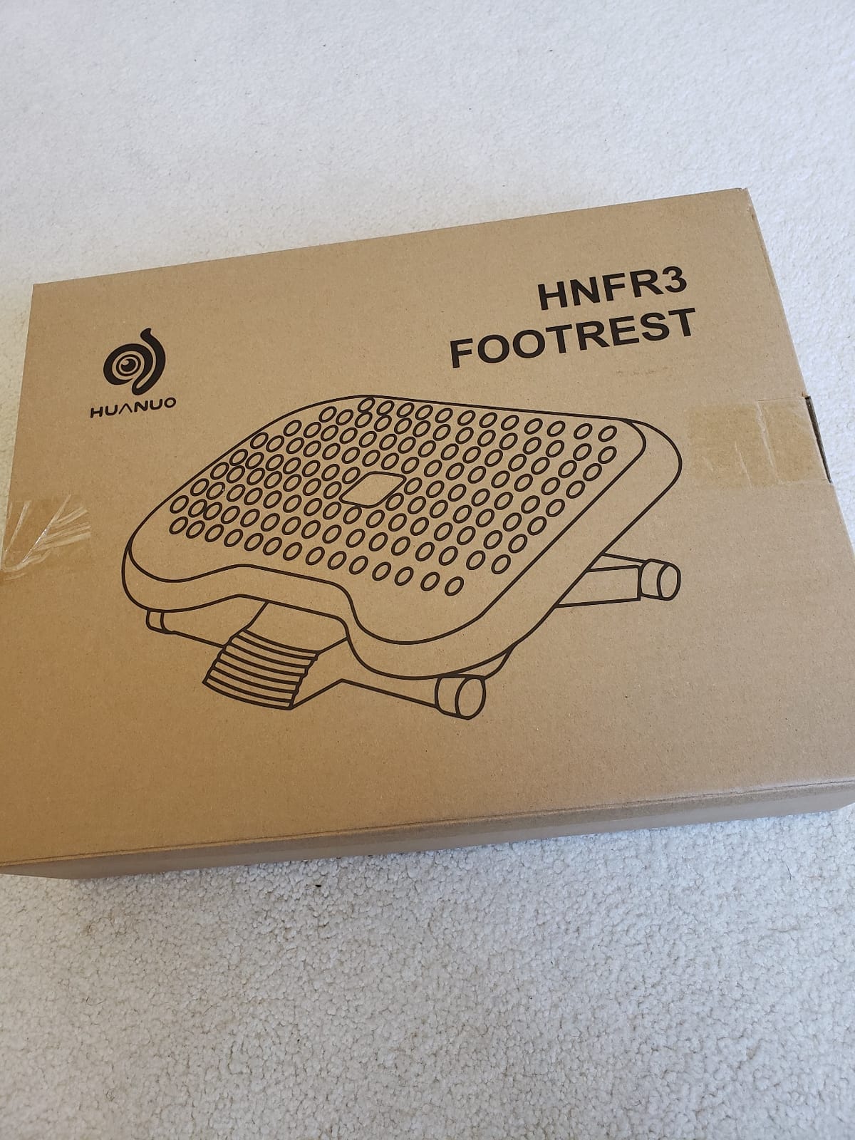 HUANUO Adjustable Foot Rest for Under Desk with Massage Surface and Tilt | 3 height positions, large non-skid platform, pre-assembled foot stool for work, study and home office, ergonomic leg support customer photo 1