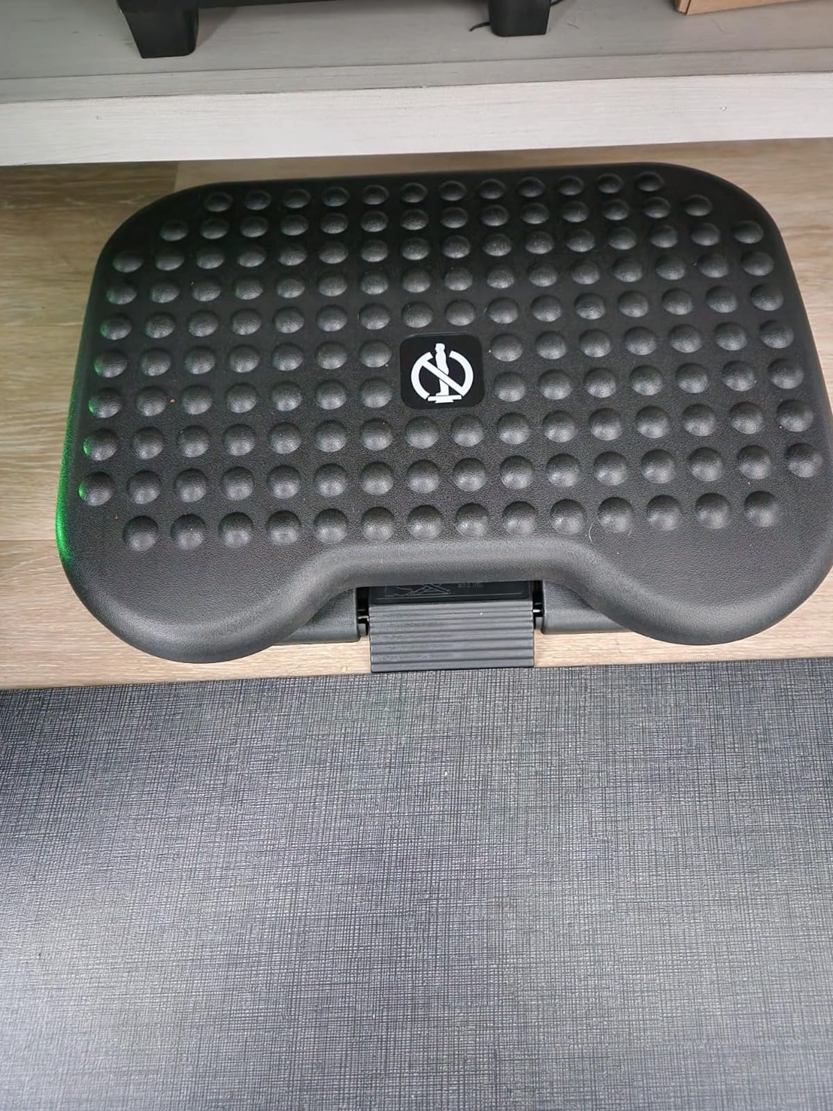HUANUO Adjustable Foot Rest for Under Desk with Massage Surface and Tilt | 3 height positions, large non-skid platform, pre-assembled foot stool for work, study and home office, ergonomic leg support customer photo 2