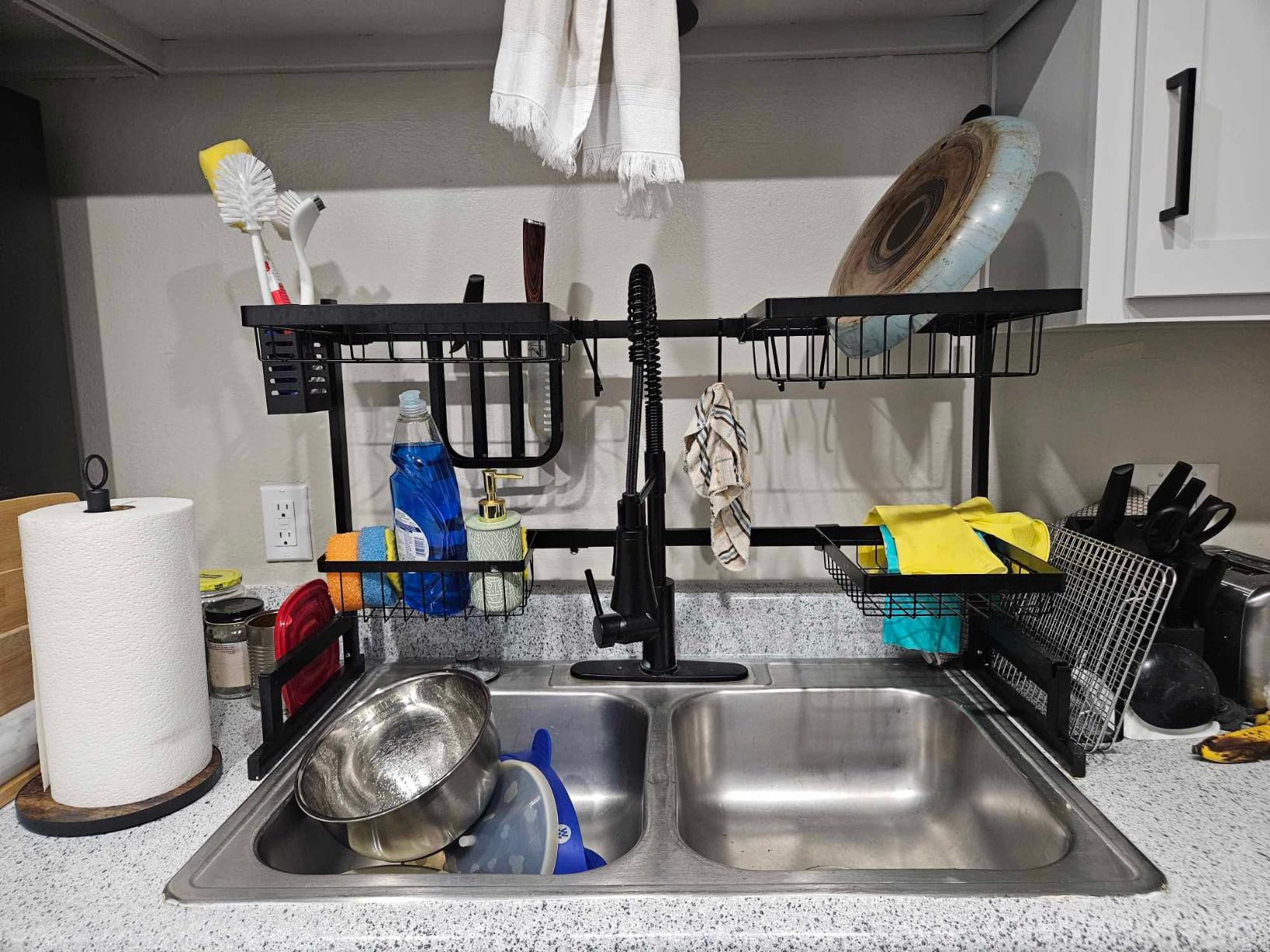 KES 30-Inch Kitchen Pot Rack - Mounted Hanging Rack for Kitchen Storage and Organization - Matte Black 2-Tier Wall Shelf with Guard Rail for Pots and Pans Organizer with 12 Hooks - KUR215S75B-BK customer photo 2
