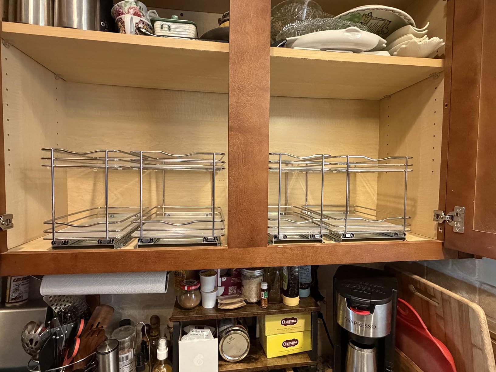LYNK PROFESSIONAL® Pull Out Spice Organization for Cabinets - 4-3/8 inch Wide – Spice Rack for Inside Cabinets, Slide Out Spice Rack Organizer for cabinet – Pull Out Spice Rack, Sliding 2 Tier Chrome customer photo 1