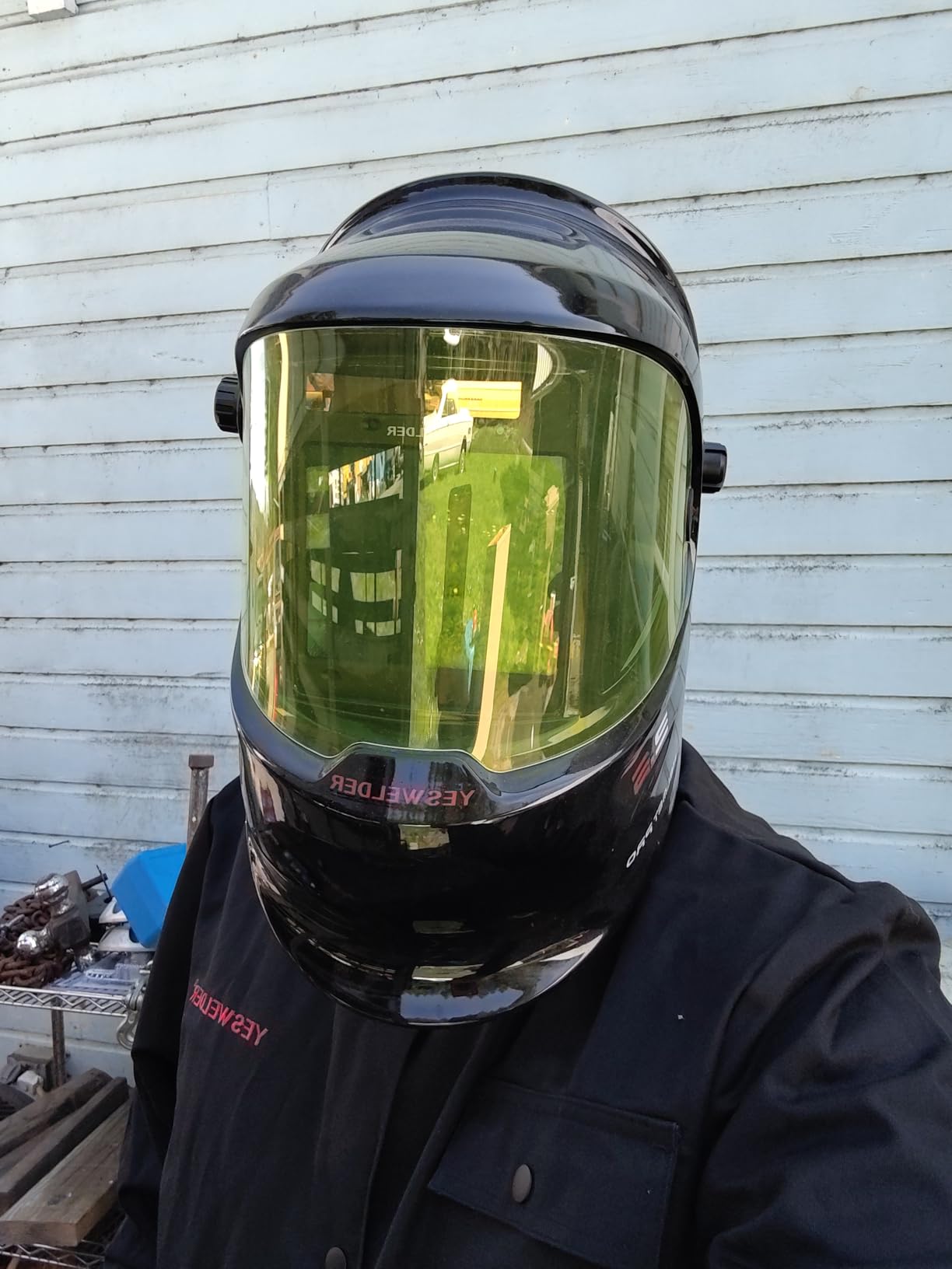 YESWELDER Auto Darkening Welding Helmet with LED, 180° View, LYG-Q800D customer photo 1