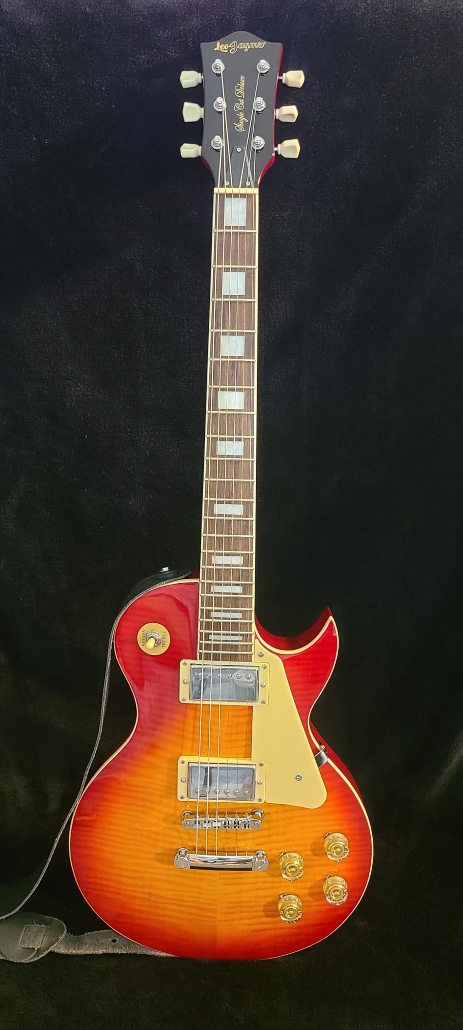 Leo Jaymz SC Series Electric Guitar – Mahogany Body, Laurel Fingerboard, Dual Humbuckers, Tune-O-Matic Bridge, C Neck, 18:1 Tuners (Skull) customer photo 2